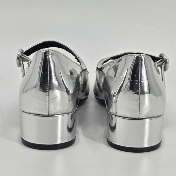 Steve Madden Cyndie Mary Janes Womens Size 8.5 Patent Silver Metallic Academia - Picture 6 of 10
